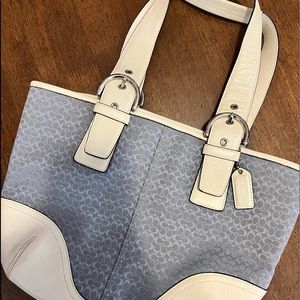 Coach Medium Blue & White Tote